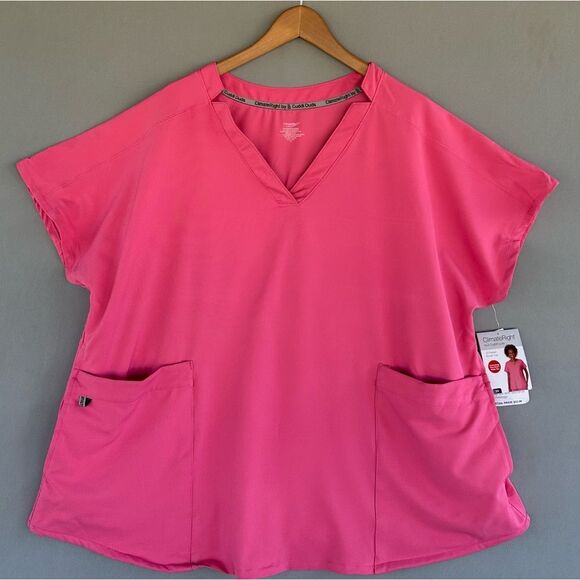 🎉5 for $45🎉 NWT Climate Roght Cuddl Duds Scrub Top Pink Women Size 2X - Picture 2 of 6